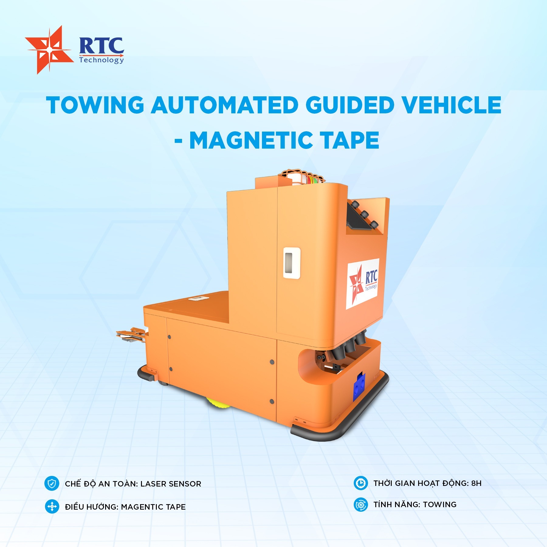 Towing automated guided vehicle - magnetic tape